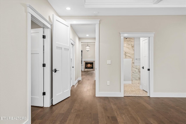 hall featuring dark hardwood / wood-style flooring