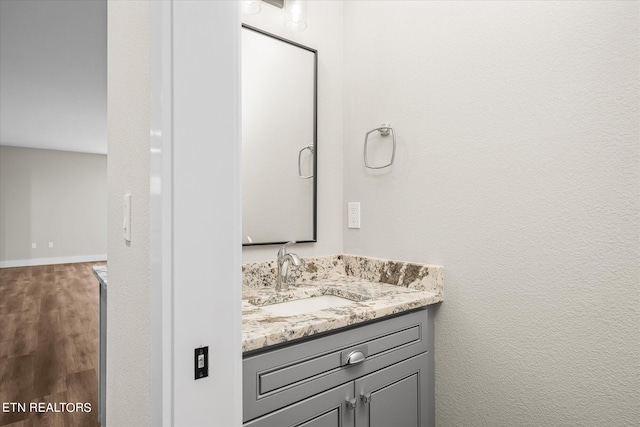 bathroom featuring wood-type flooring and vanity