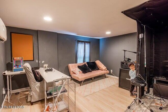 living room featuring light wood-type flooring