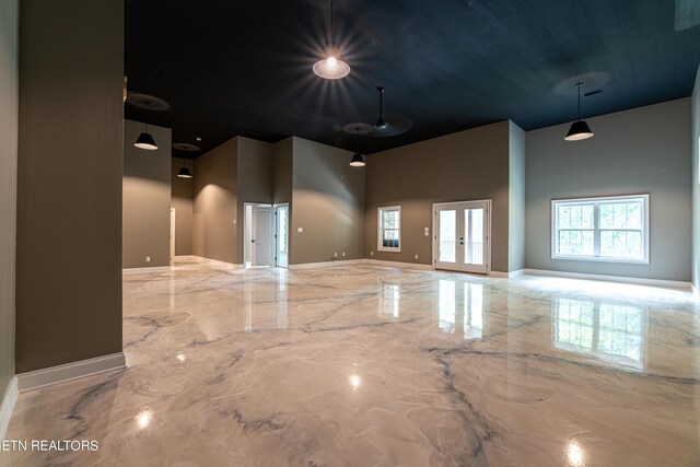 empty room featuring french doors