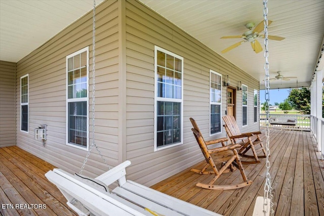 deck featuring ceiling fan