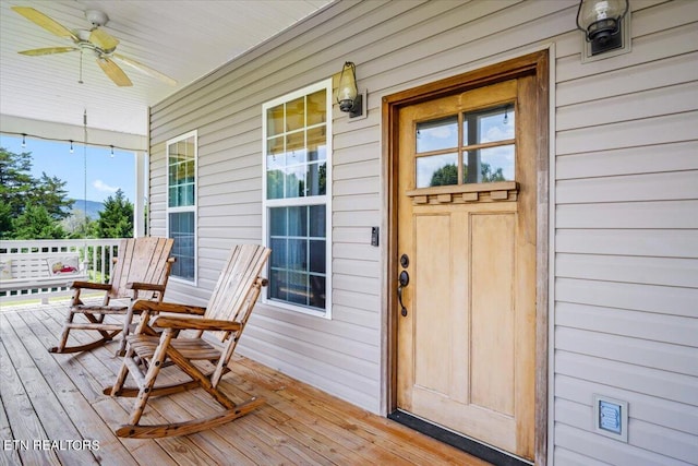 deck featuring ceiling fan