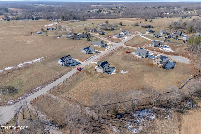 bird's eye view with a rural view