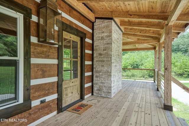 deck with covered porch