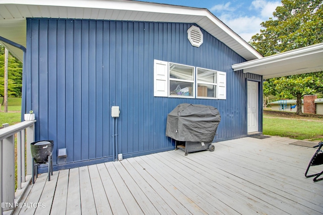 deck featuring area for grilling