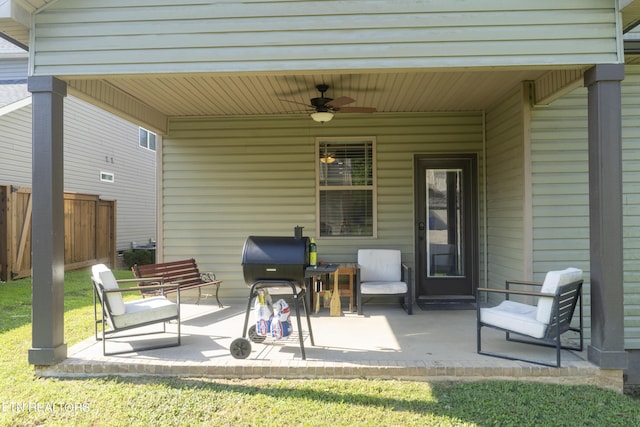 view of patio / terrace with ceiling fan