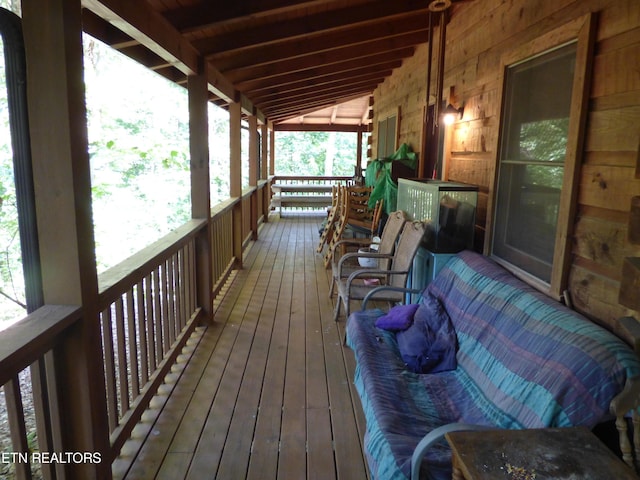 deck featuring a porch