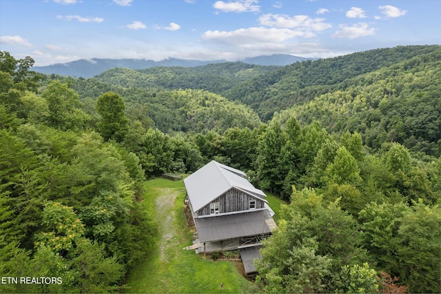 aerial view featuring a mountain view