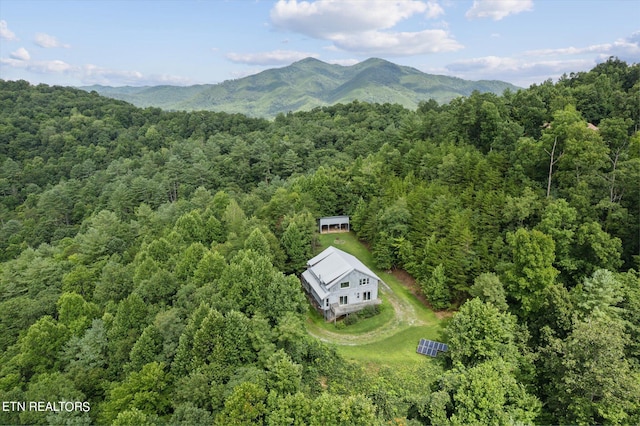 aerial view with a mountain view