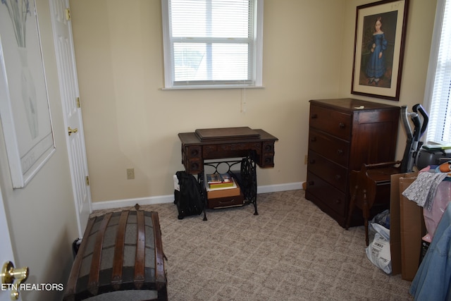 sitting room with light carpet