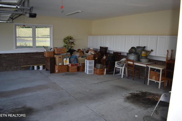 garage with a garage door opener