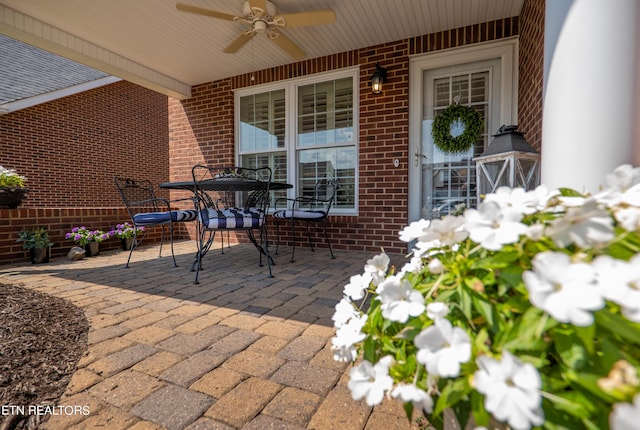 view of patio / terrace with ceiling fan