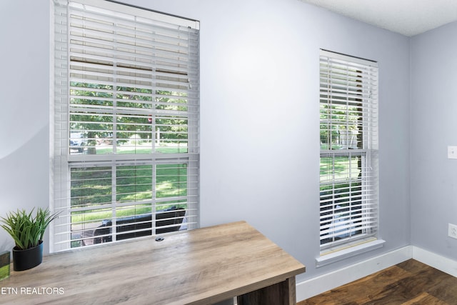 home office featuring hardwood / wood-style floors