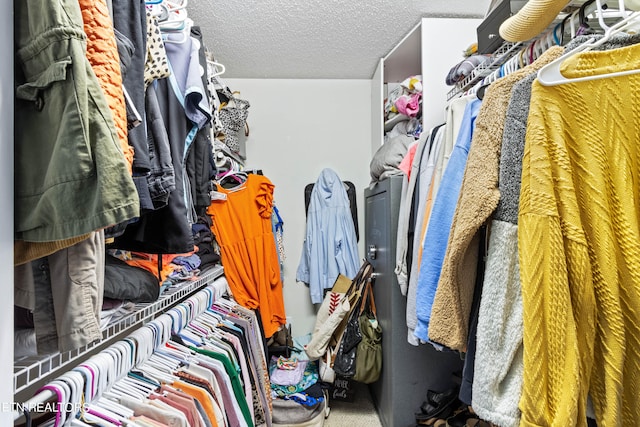 spacious closet featuring carpet flooring