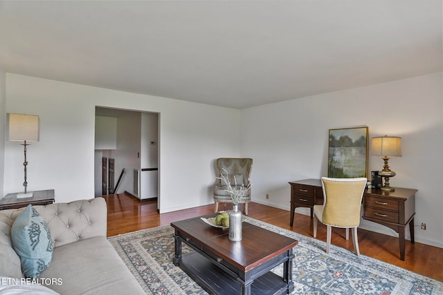 living room with wood-type flooring