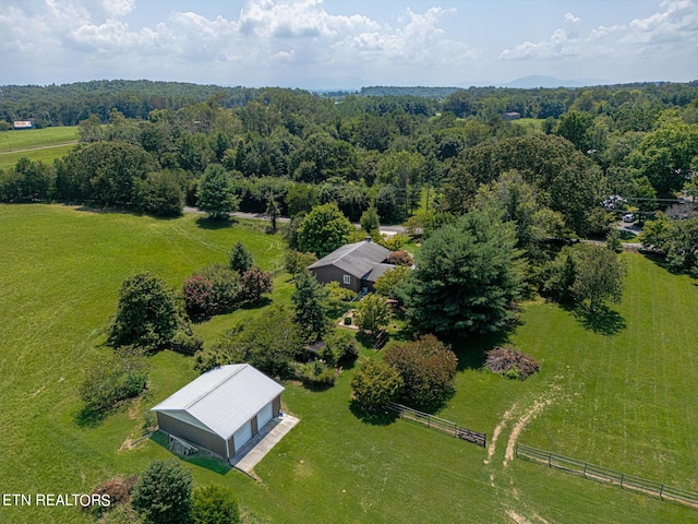 drone / aerial view with a rural view