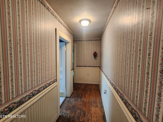 hallway featuring dark hardwood / wood-style flooring