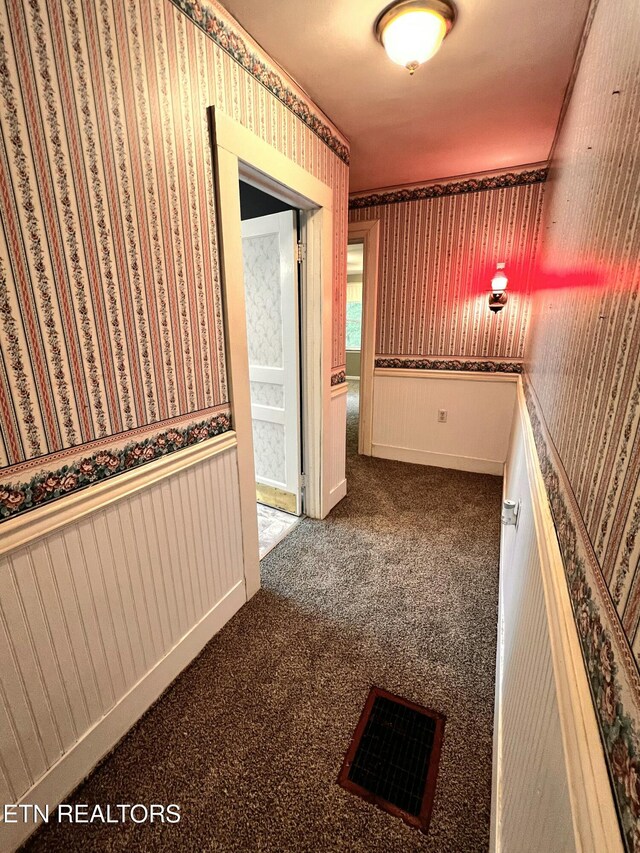 209 Greenwood Ave, Pennington Gap, VA 24277 - hall featuring wallpapered walls and carpet floors