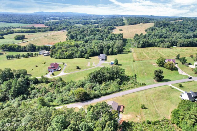 aerial view featuring a rural view