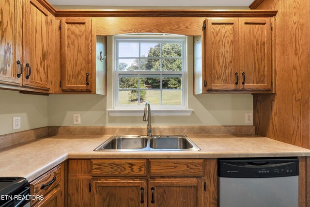 kitchen with dishwasher, sink, and electric range