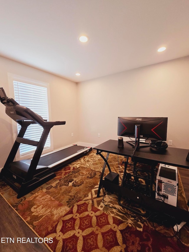 office area featuring hardwood / wood-style floors