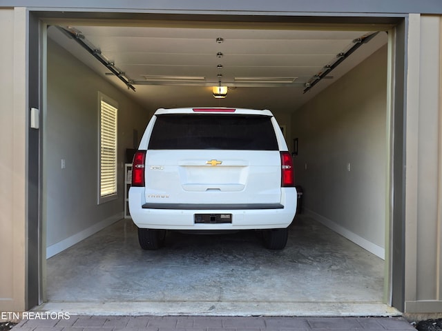 garage with a garage door opener