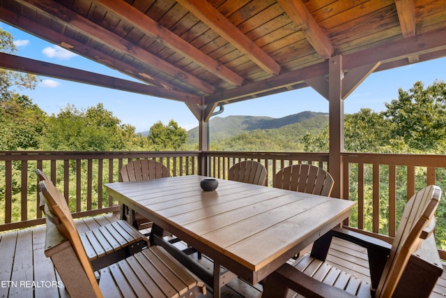 deck featuring a mountain view