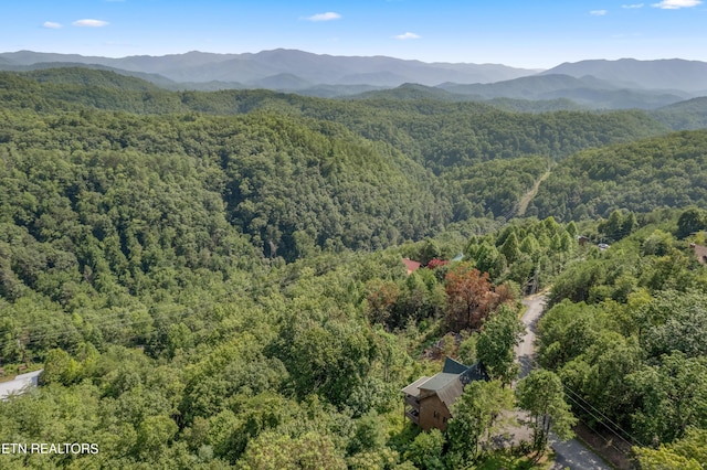 drone / aerial view with a mountain view