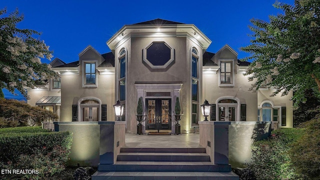 view of front facade with french doors