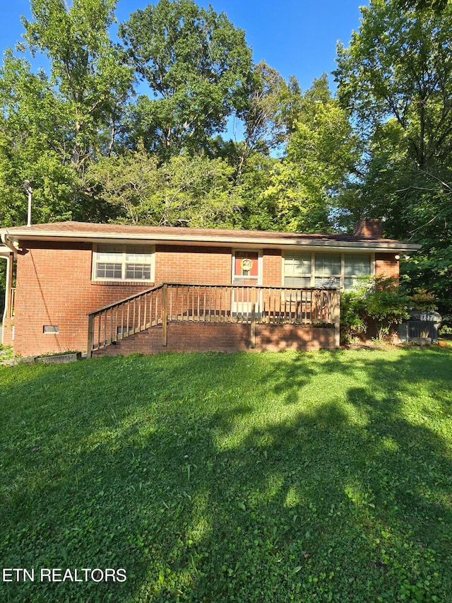 rear view of property with a yard