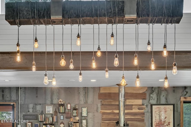 bar featuring beamed ceiling