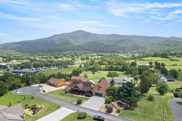 aerial view with a mountain view