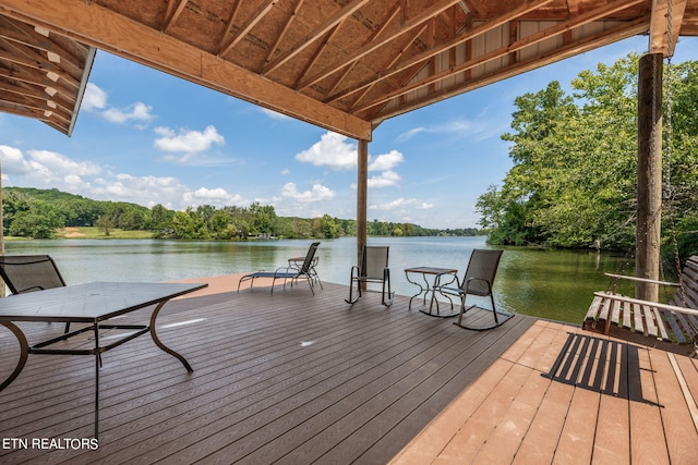 view of dock featuring a water view