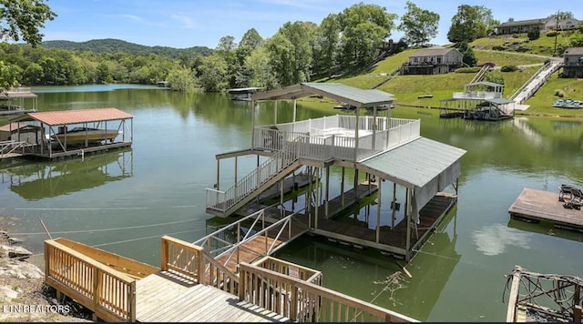 dock area featuring a water view