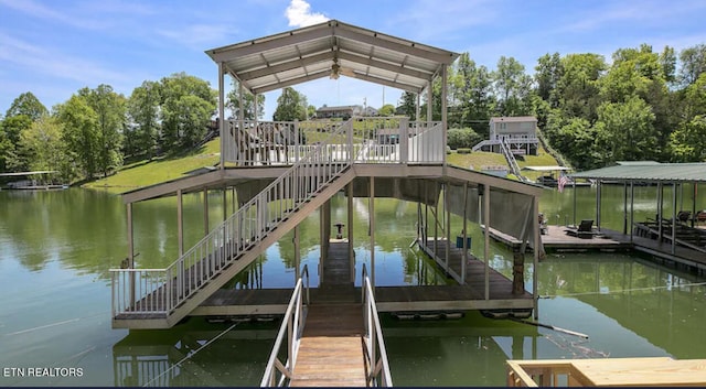 dock area with a water view