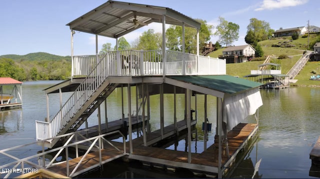 view of dock featuring a water view