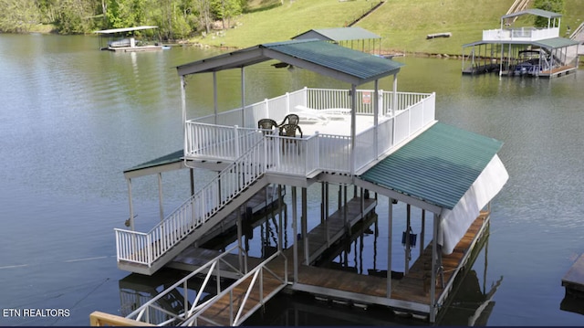 dock area featuring a water view