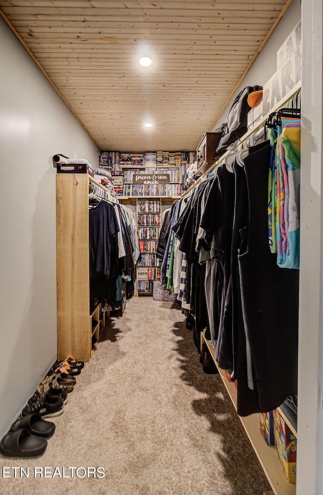 spacious closet with carpet