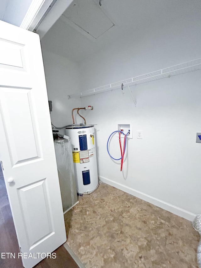 laundry area featuring hookup for a washing machine and electric water heater