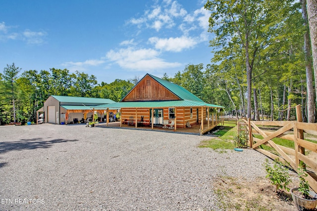 exterior space with an outbuilding