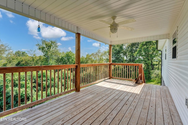 wooden terrace with ceiling fan