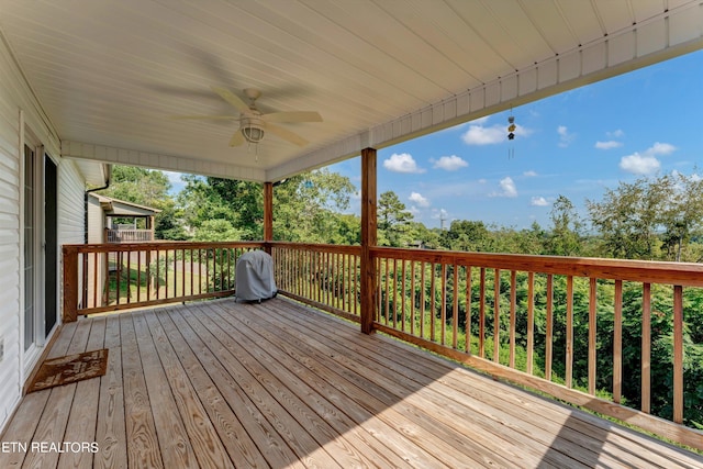 deck featuring ceiling fan