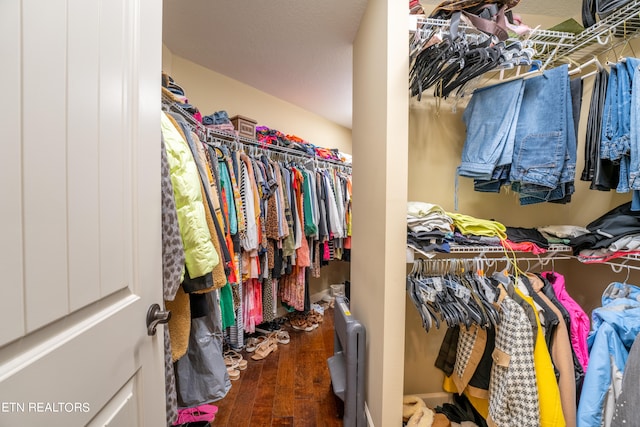 walk in closet featuring hardwood / wood-style floors