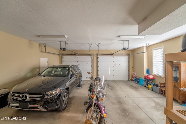 garage with a garage door opener