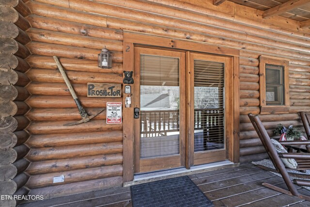 property entrance with french doors