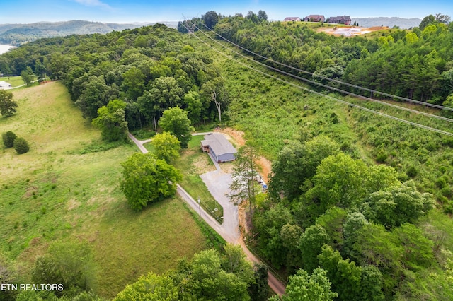 drone / aerial view with a forest view