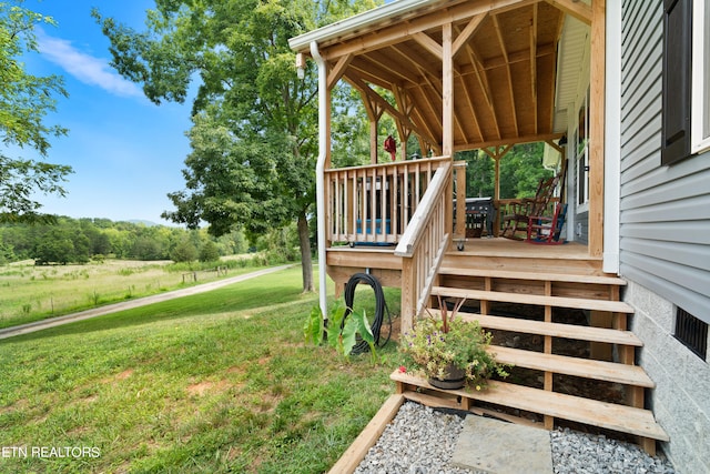 view of yard with a deck