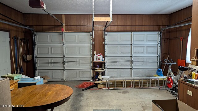 garage with a garage door opener