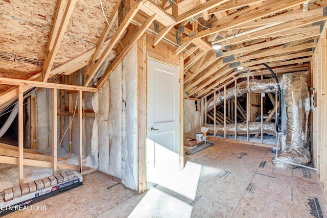 view of unfinished attic