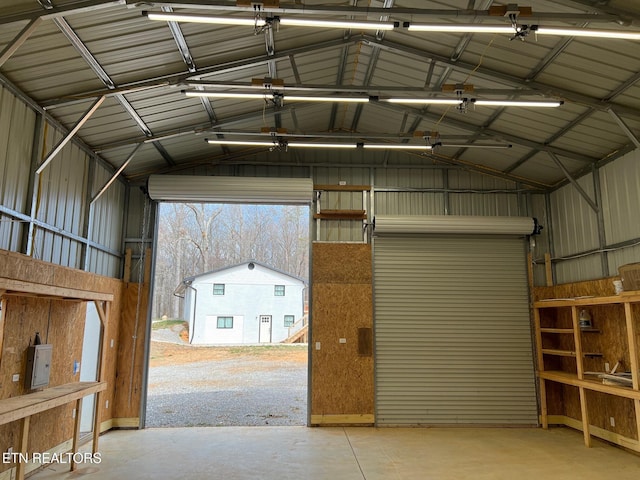 garage featuring metal wall